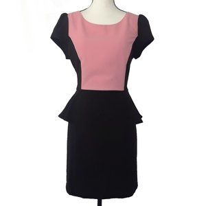 A Byer Pink & Black Retro Peplum Sheath Dress Size 13